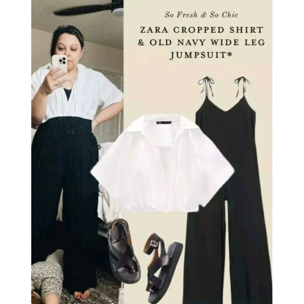 Zara White Crop Shirt With Detail Back 3067 065 M STRECH ELASTIC WAIST 23" Ptp